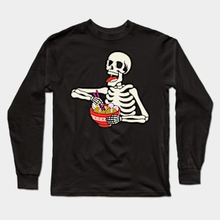 Skeleton Eating Ramen Long Sleeve T-Shirt